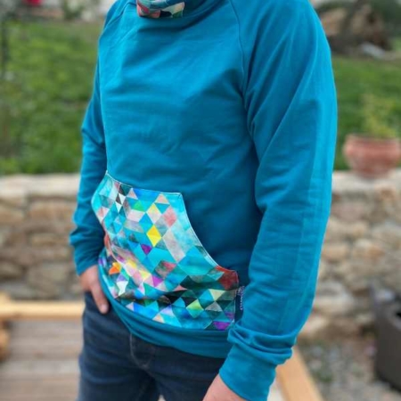 sweat homme col snood crapouillette bleu