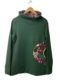 sweat vert sapin fleurs col snood crapouillette