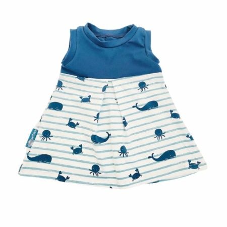 robe manches courtes baleine bleu rayure